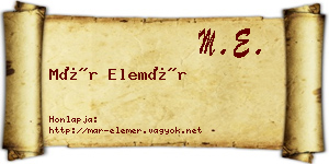 Már Elemér névjegykártya
